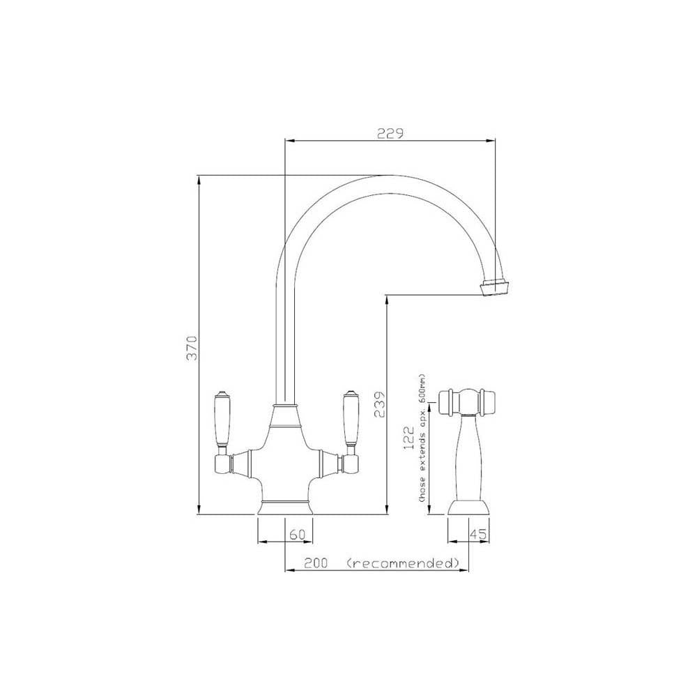 Abode Astbury Monobloc Mixer Tap with Handspray