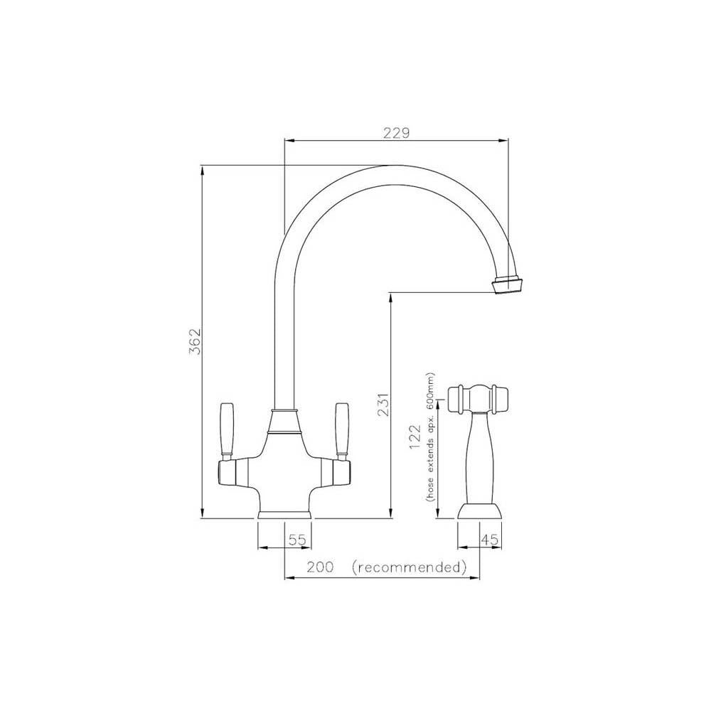 Abode Brompton Monobloc Mixer Tap with Handspray