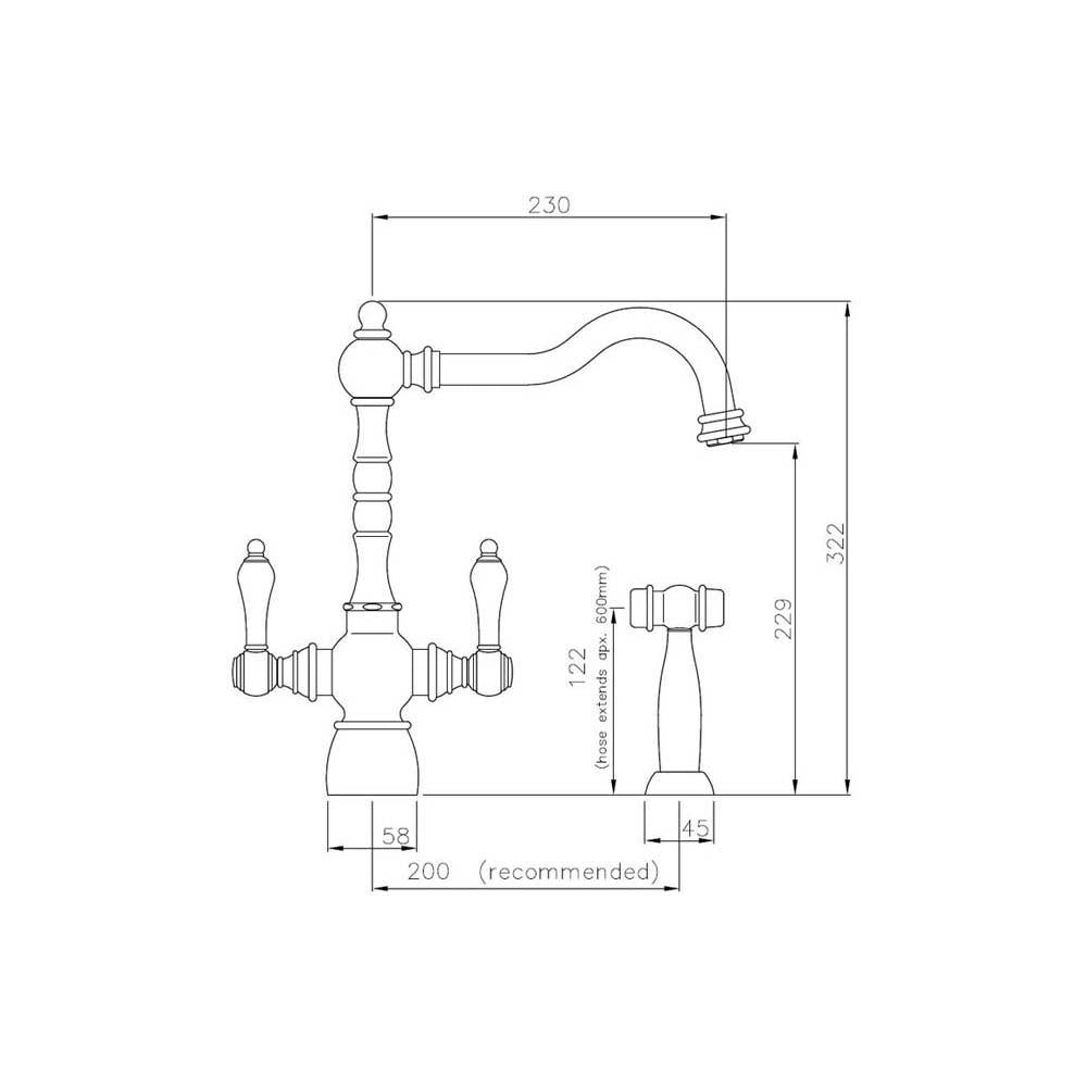 Abode Bayenne Monobloc Mixer Tap with Handspray