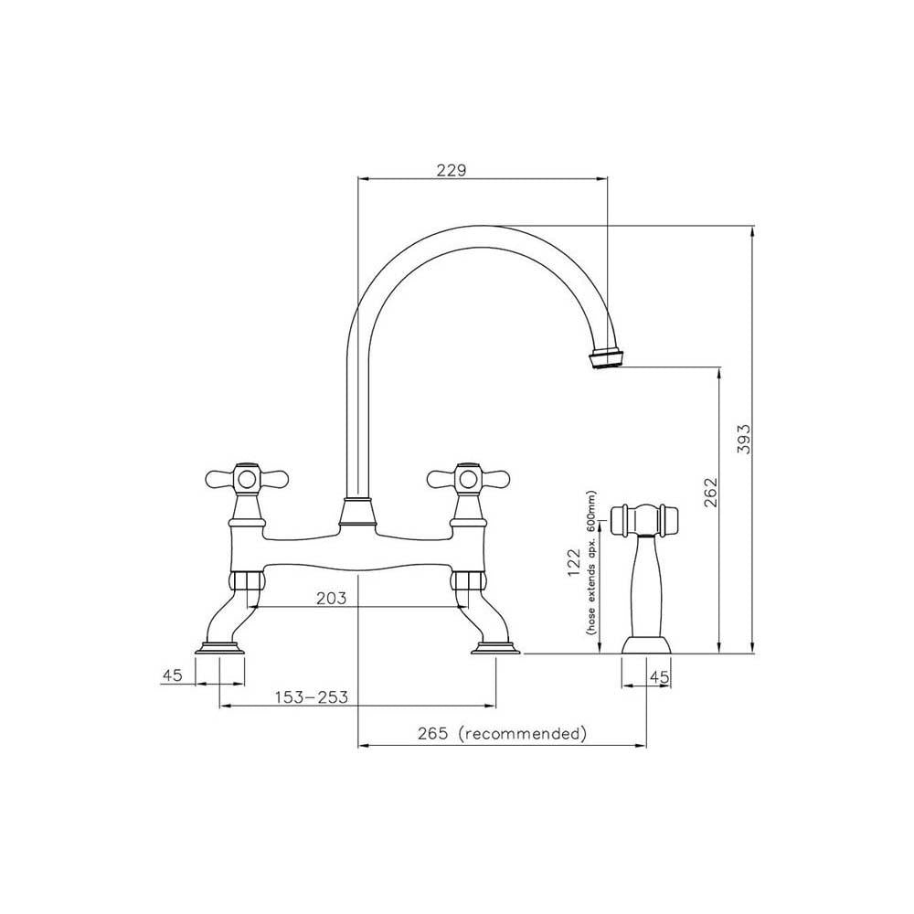 Abode Langley Bridge Mixer Tap with Handspray