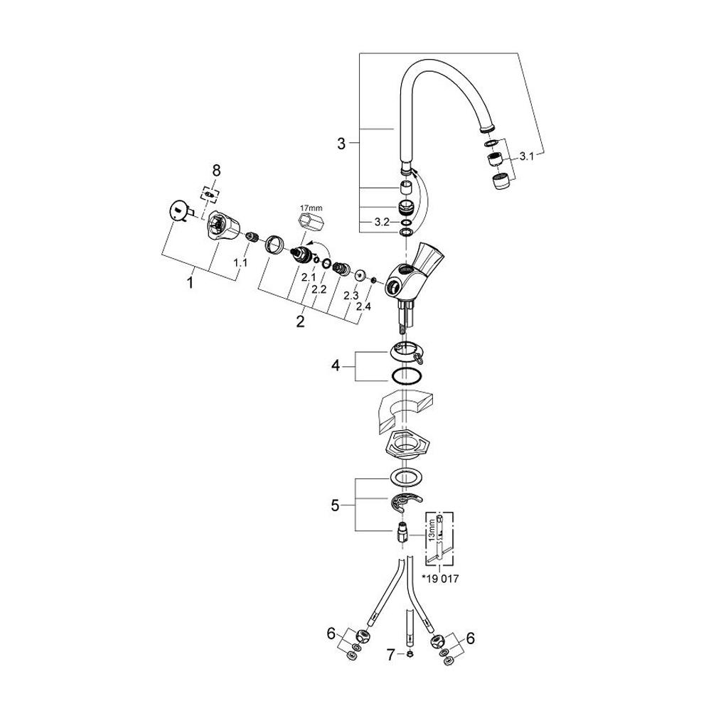 Grohe Costa 1/2 Inch L Sink Mixer