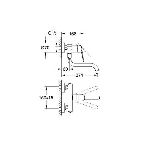 Grohe Eurodisc Cosmopolitan 1/2 Inch Single Lever Sink Mixer