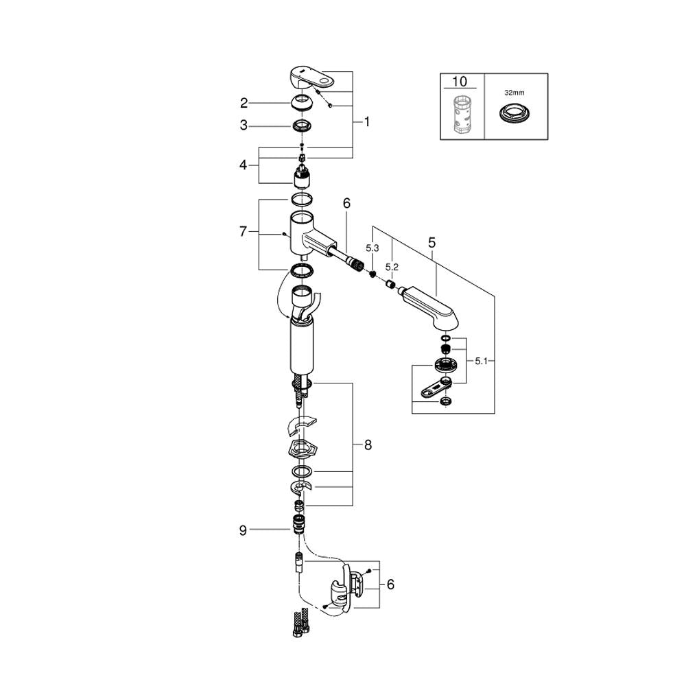 Grohe Europlus 1/2 Inch Single Lever Sink Mixer
