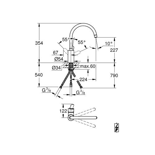 Grohe Eurostyle Cosmopolitan 1/2 Inch Single Lever Chrome Sink Mixer with High Spout